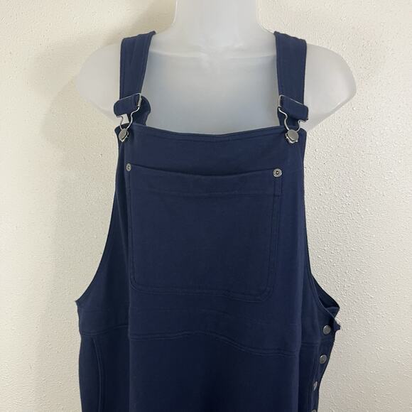 Eddie Bauer Vintage Fleece Knit Pinafore Maxi Dress Womens XL Navy - Picture 2 of 5